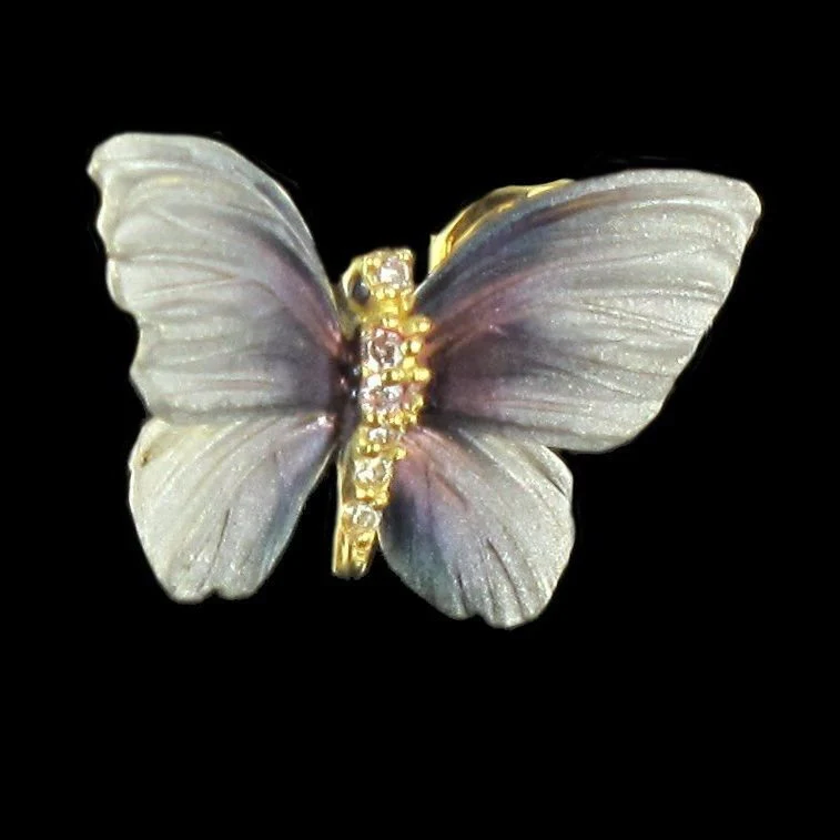 Boucles d'oreilles PAPILLONS en or jaune émail et diamants - Image 16