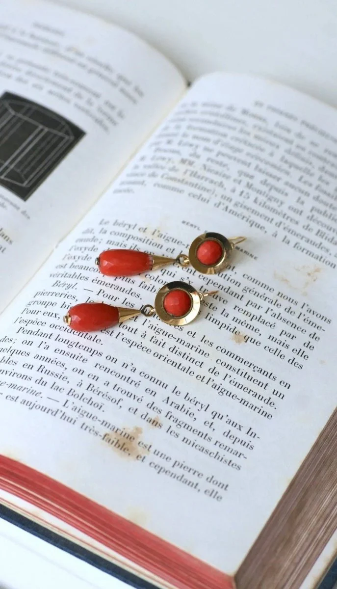 Boucles d'Oreilles Gouttes Corail