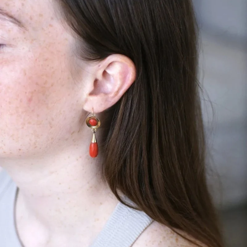 Boucles d'Oreilles Gouttes Corail - Image 2