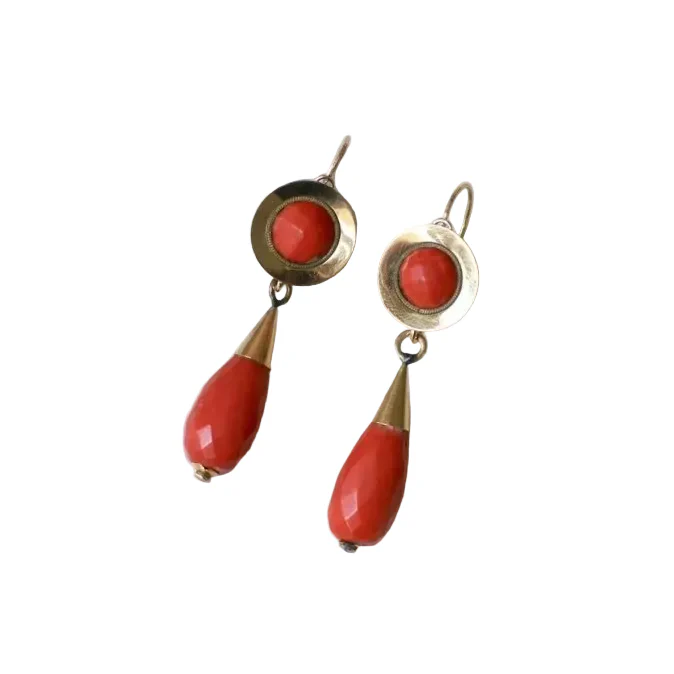 Boucles d'Oreilles Gouttes Corail - Image 3