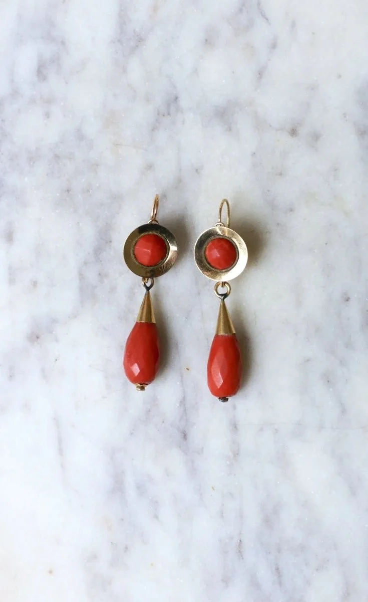 Boucles d'Oreilles Gouttes Corail - Image 5