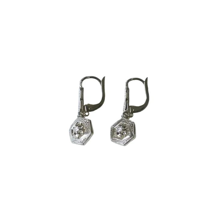 Boucles d'Oreilles Pendantes Art Deco Diamants