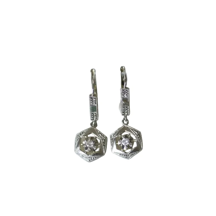 Boucles d'Oreilles Pendantes Art Deco Diamants - Image 3