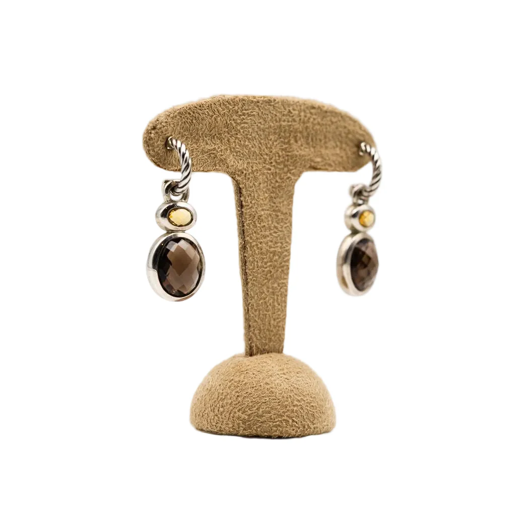 Boucles d'oreilles pendantes DAVID YURMAN en argent, quartz fumé et citrine - Image 4