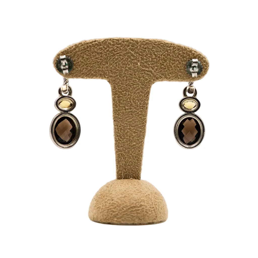 Boucles d'oreilles pendantes DAVID YURMAN en argent, quartz fumé et citrine - Image 5