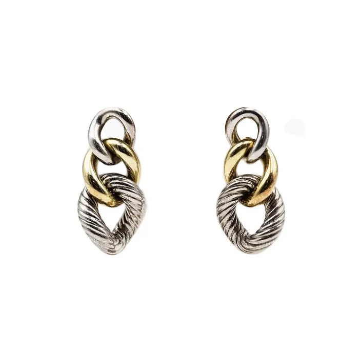 Boucles d'Oreilles Pendantes DAVID YURMAN en or jaune et argent