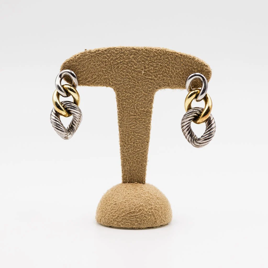 Boucles d'Oreilles Pendantes DAVID YURMAN en or jaune et argent - Image 4