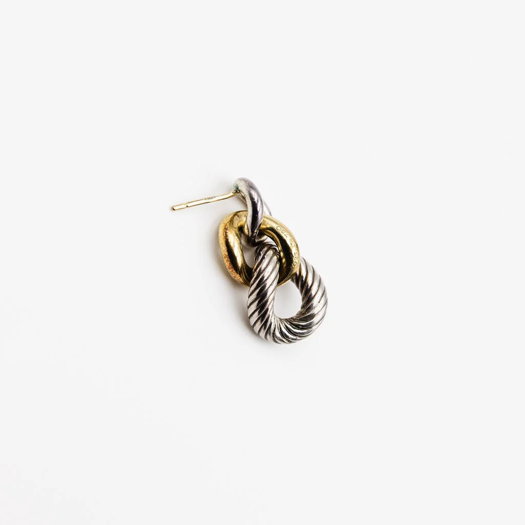 Boucles d'Oreilles Pendantes DAVID YURMAN en or jaune et argent - Image 5