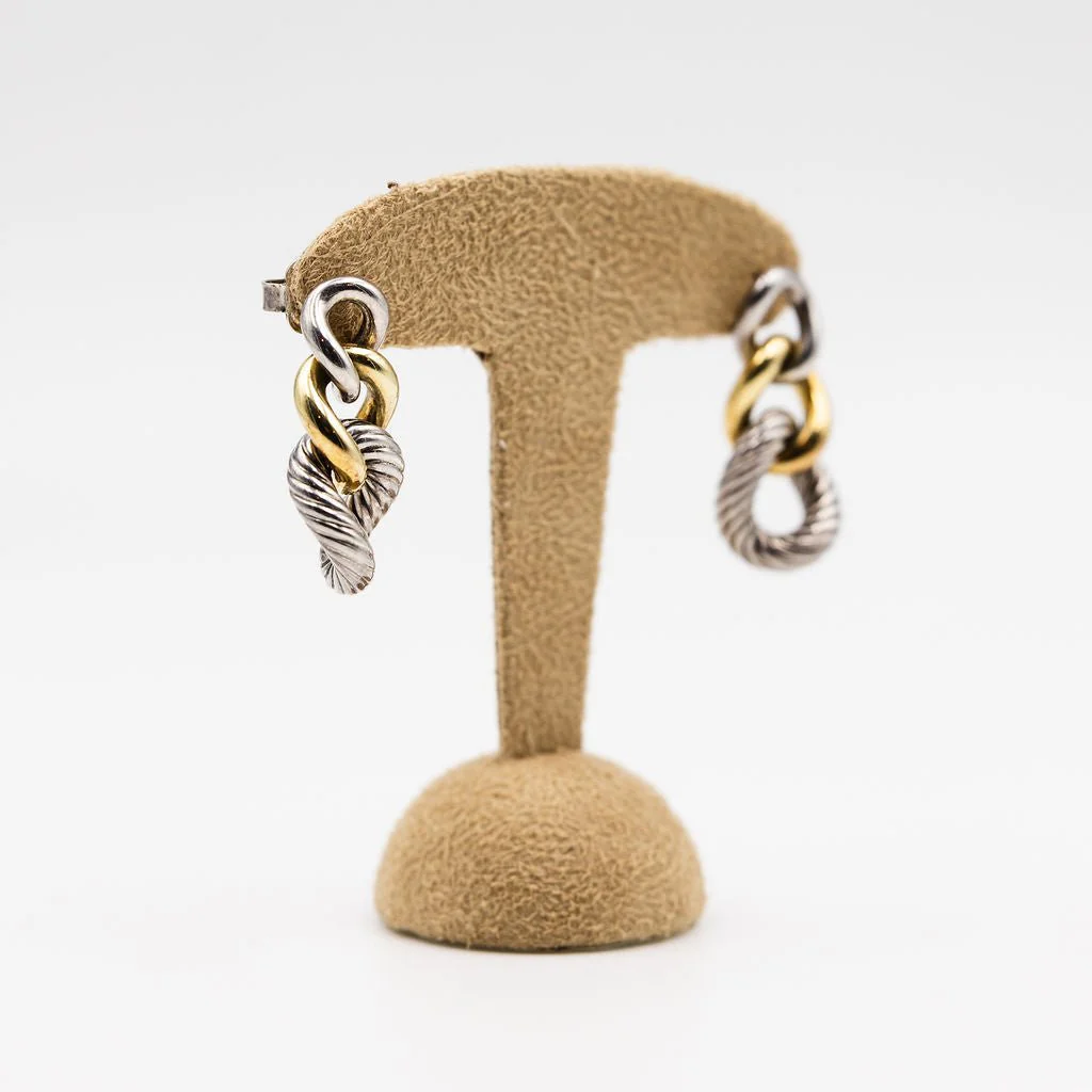 Boucles d'Oreilles Pendantes DAVID YURMAN en or jaune et argent - Image 6