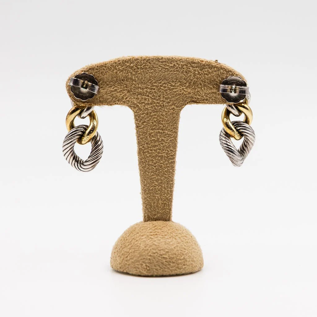 Boucles d'Oreilles Pendantes DAVID YURMAN en or jaune et argent - Image 7