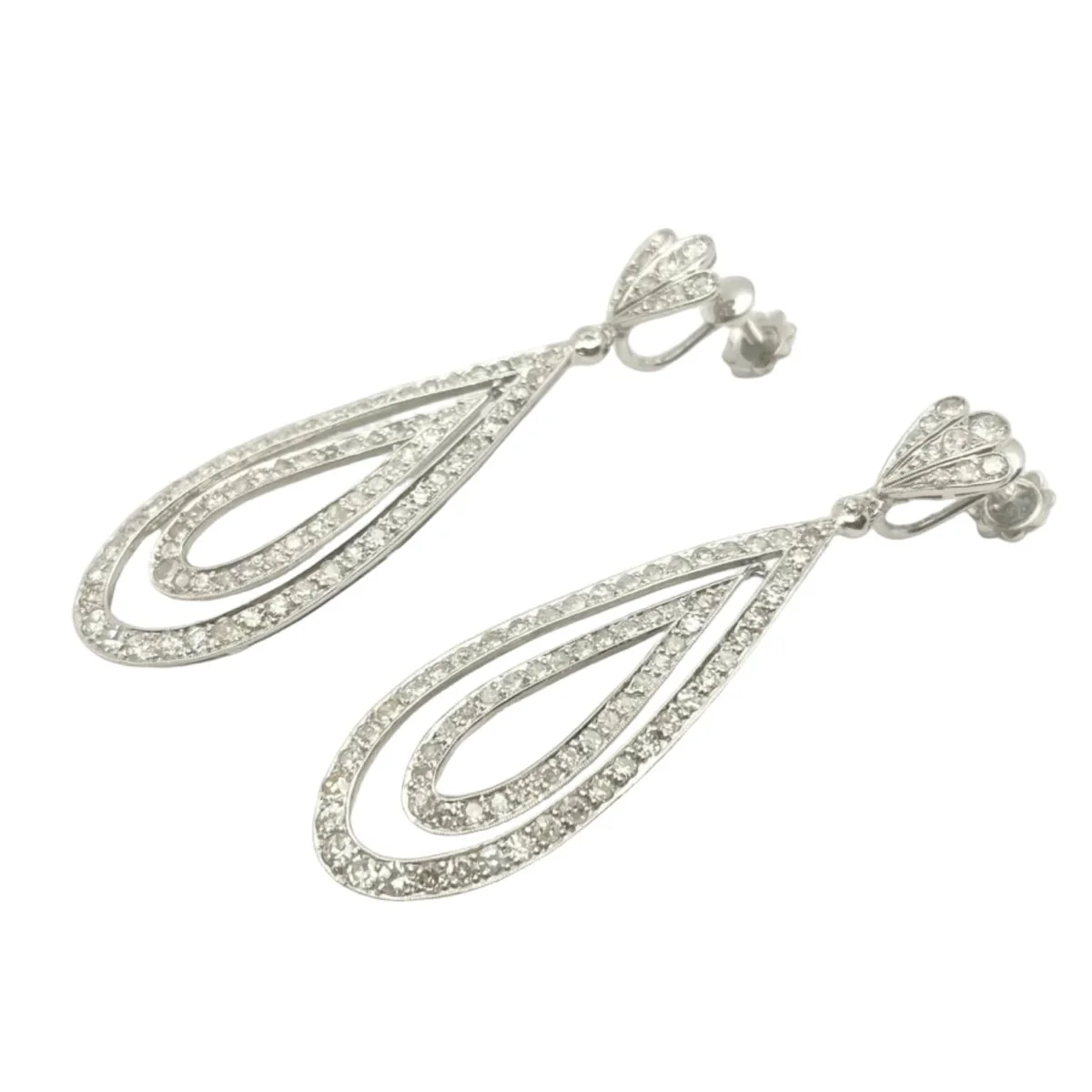 Boucles d'oreilles Pendantes en or blanc et diamants - Image 2