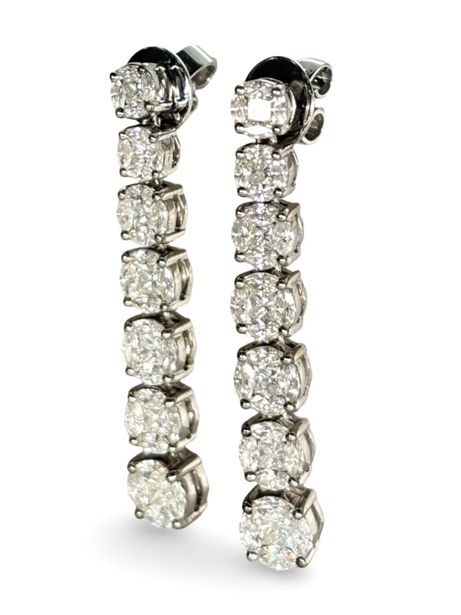 Boucles d'oreilles Pendantes en or blanc et diamants - Image 3