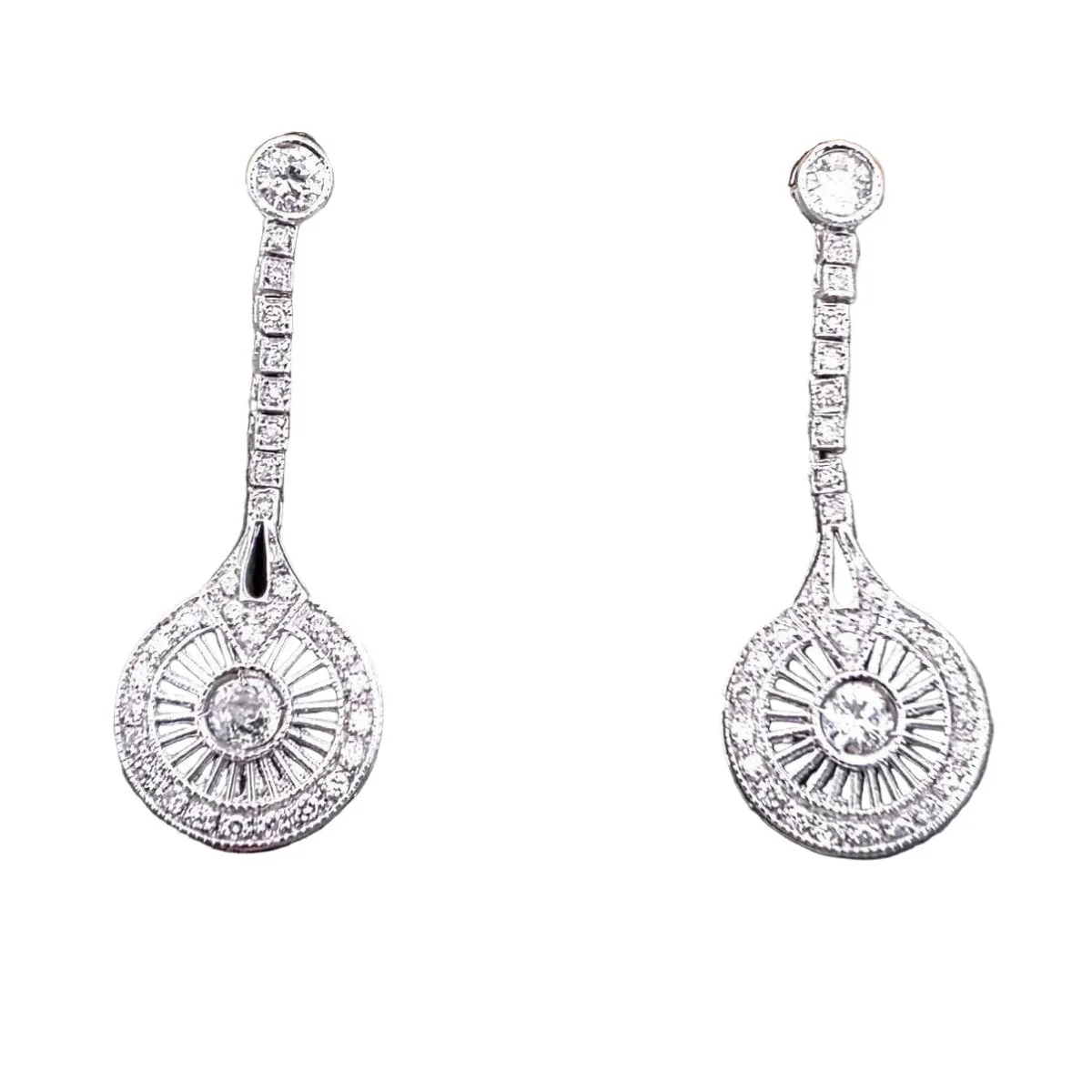 Boucles d'oreilles Pendantes en or blanc et diamants