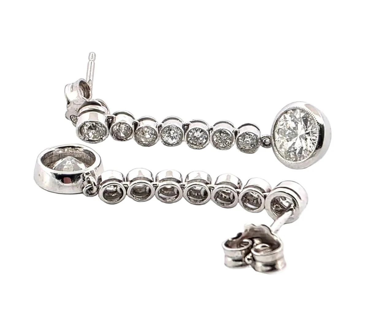Boucles d'oreilles Pendantes en or blanc et diamants - Image 3