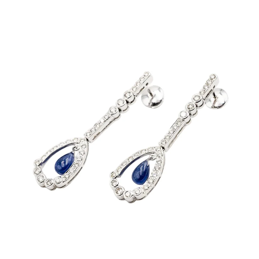 Boucles d'oreilles Pendantes en or blanc, saphirs et diamants - Image 6