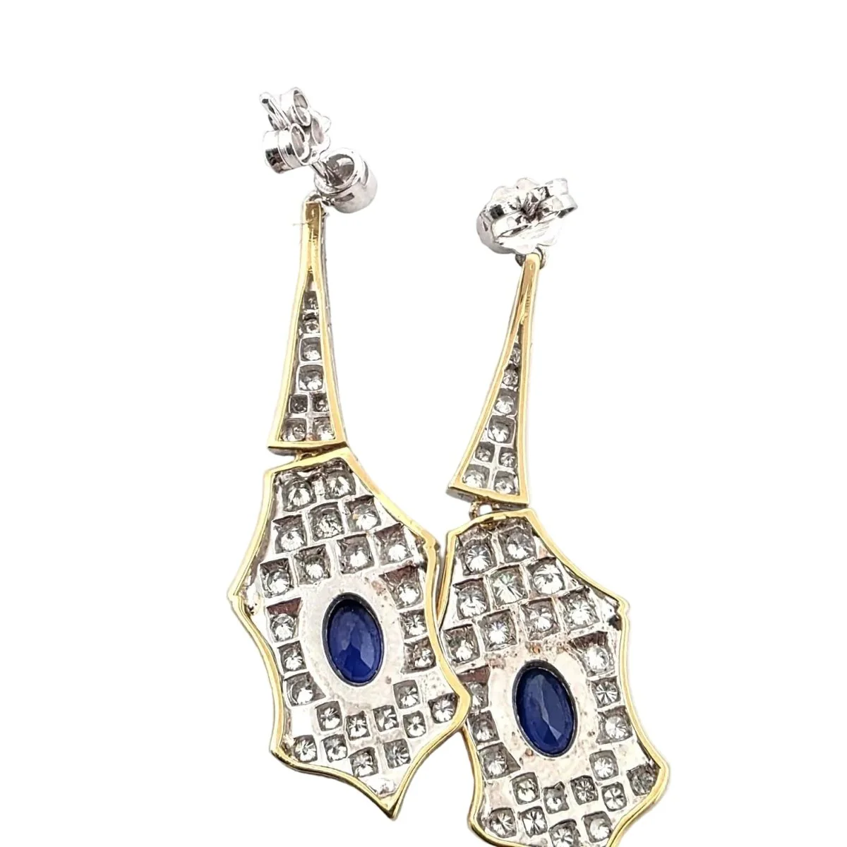Boucles d'oreilles Pendantes en or blanc, saphirs et diamants - Image 3