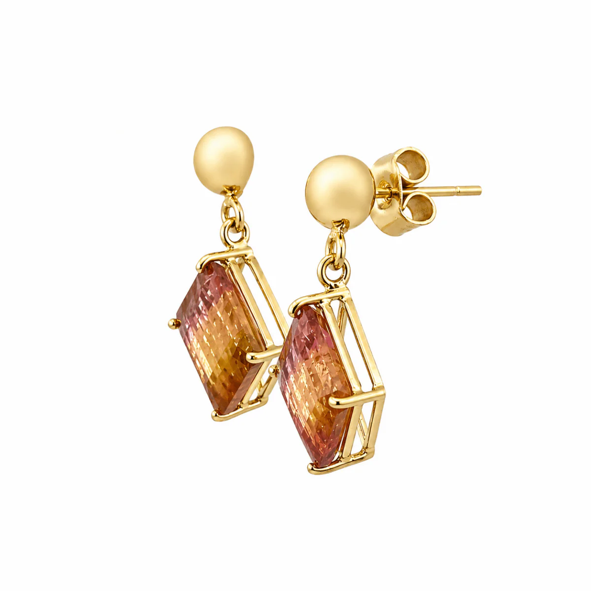 Boucles d'oreilles Pendantes en or jaune et tourmalines - Image 5
