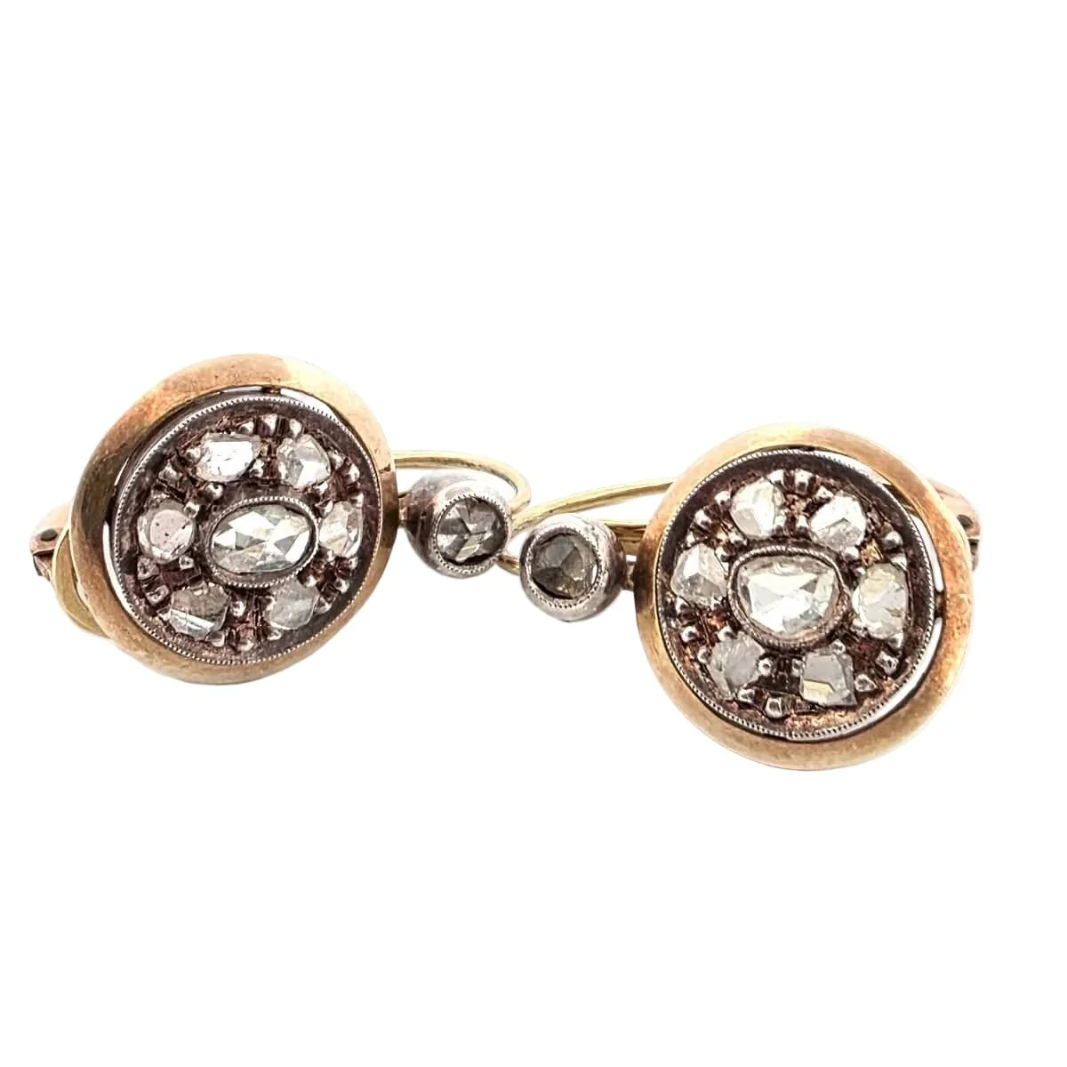 Boucles d'oreilles Pendantes en or jaune, argent et diamants - Image 2