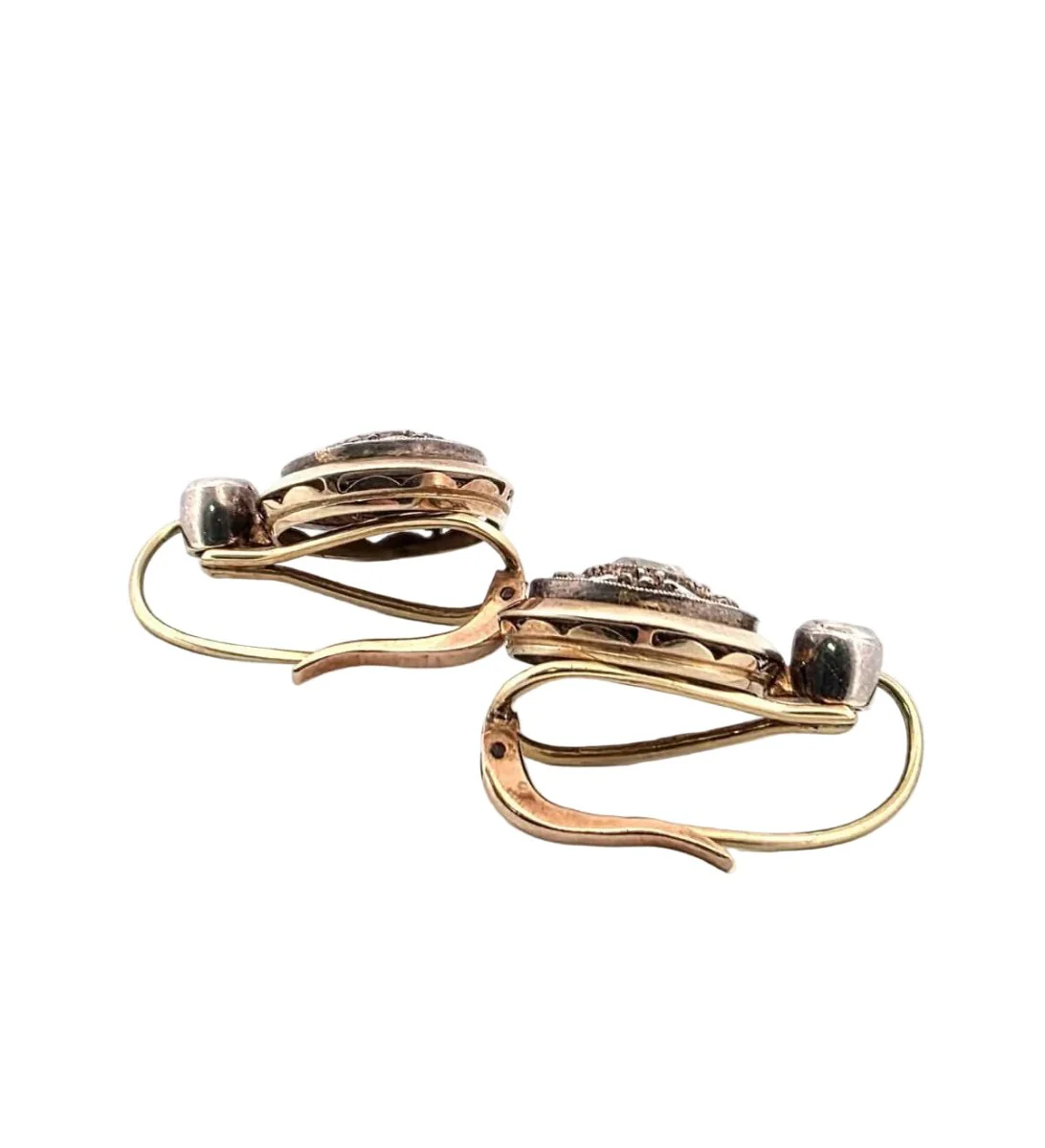 Boucles d'oreilles Pendantes en or jaune, argent et diamants - Image 3