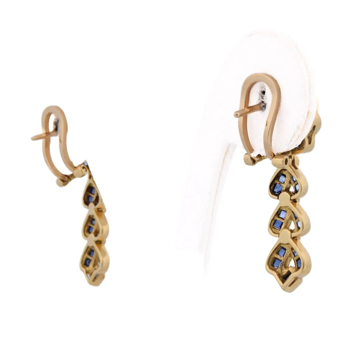 Boucles d'oreilles Pendantes en or jaune, saphirs et diamants - Image 5