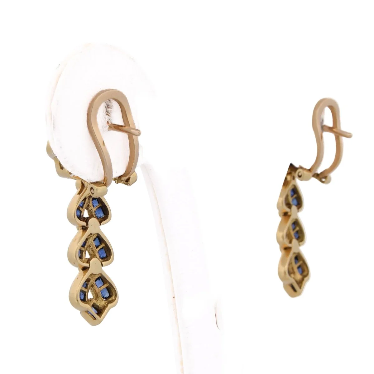 Boucles d'oreilles Pendantes en or jaune, saphirs et diamants - Image 6