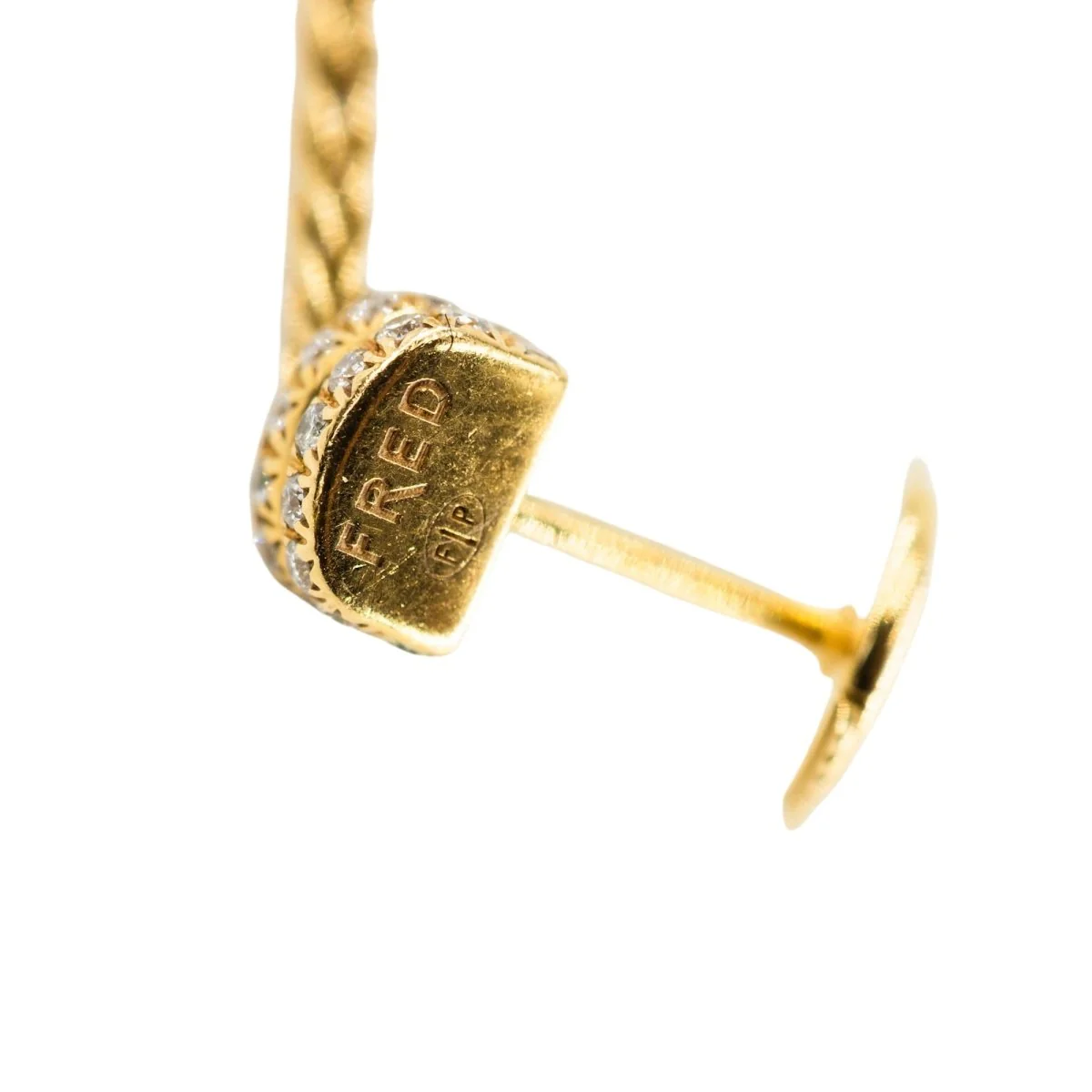 Boucles d'oreilles Pendantes FRED "Baie des Anges" en or jaune, perles et diamants - Image 4