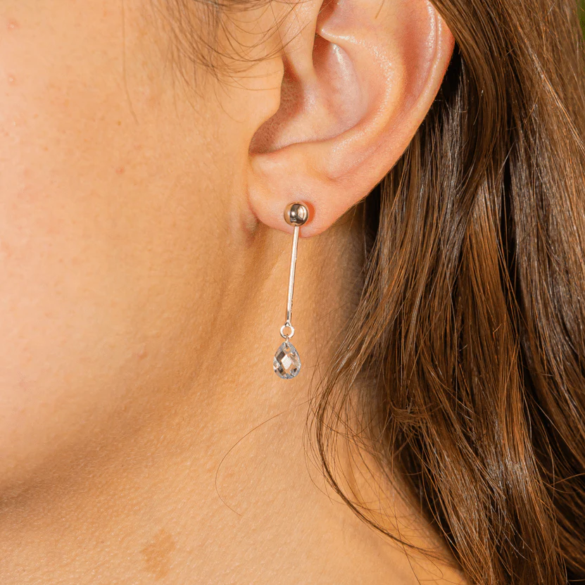 Boucles d'oreilles Pendantes Aigue Marine en Or Blanc 750 - Image 2