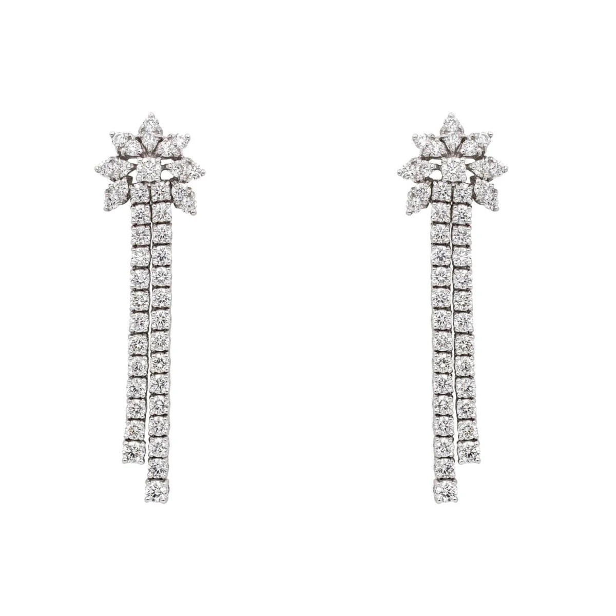Boucles d'oreilles Pendantes en or blanc et diamants