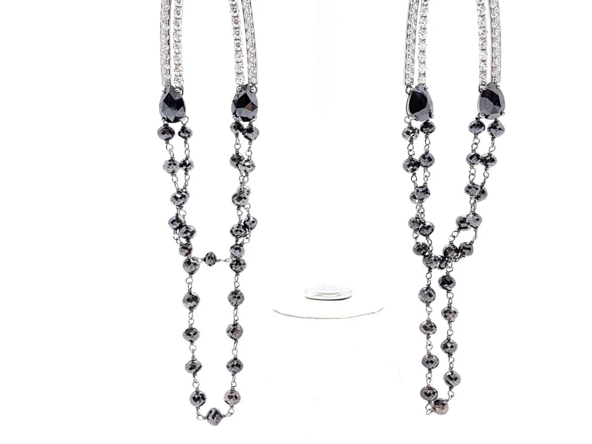 Boucles d'oreilles Pendantes en or blanc et diamants - Image 3