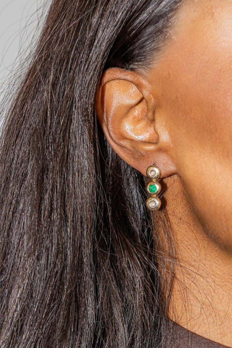 Boucles d'oreilles Pendantes Or jaune Emeraude - Image 2