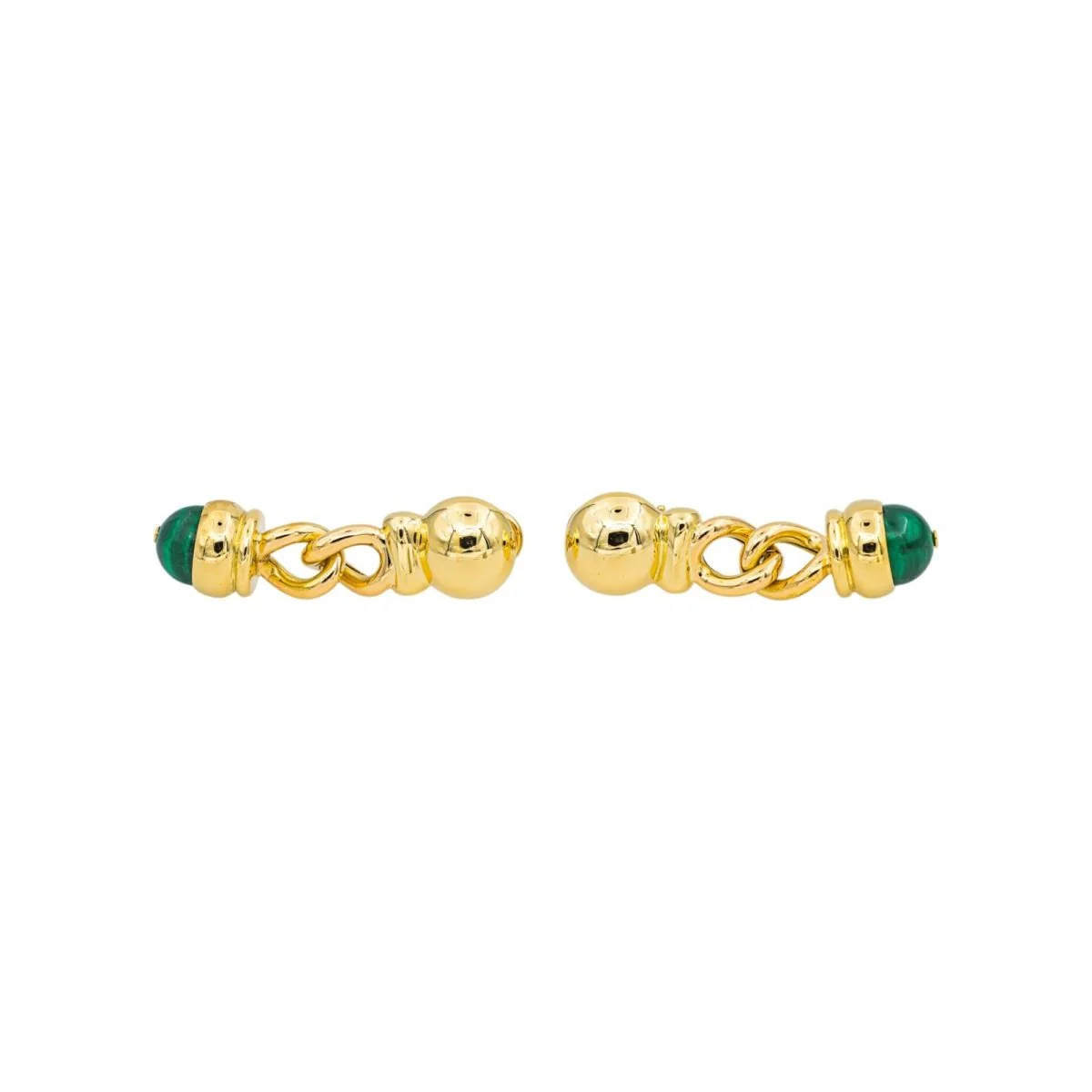 Boucles d'oreilles Pendantes en or jaune et malachites - Image 3
