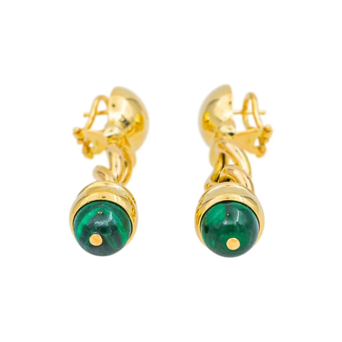 Boucles d'oreilles Pendantes en or jaune et malachites - Image 4