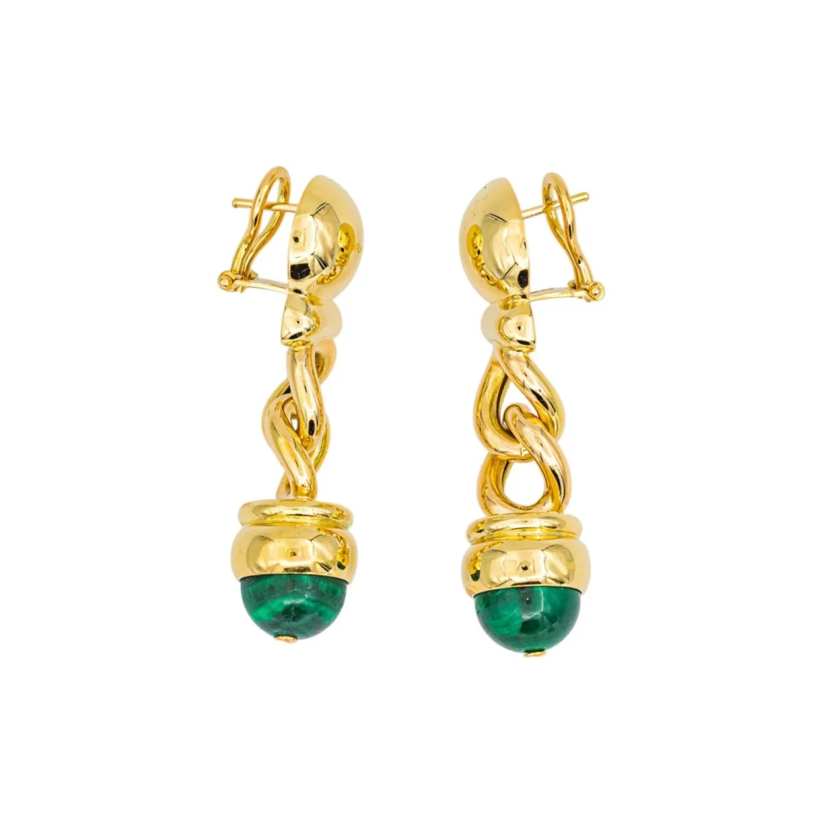 Boucles d'oreilles Pendantes en or jaune et malachites - Image 5