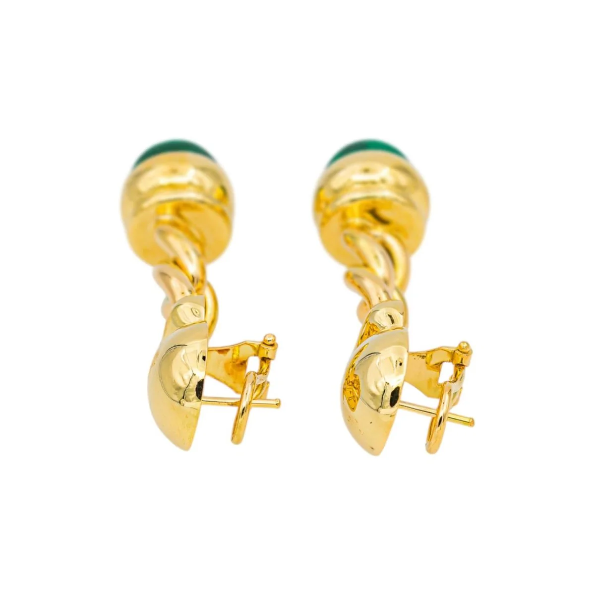 Boucles d'oreilles Pendantes en or jaune et malachites - Image 6