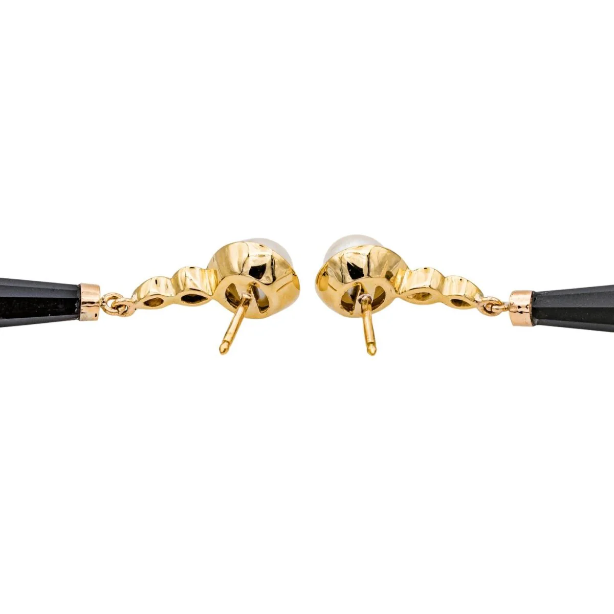 Boucles d'oreilles Pendantes en or jaune, perles, onyx et diamants - Image 4