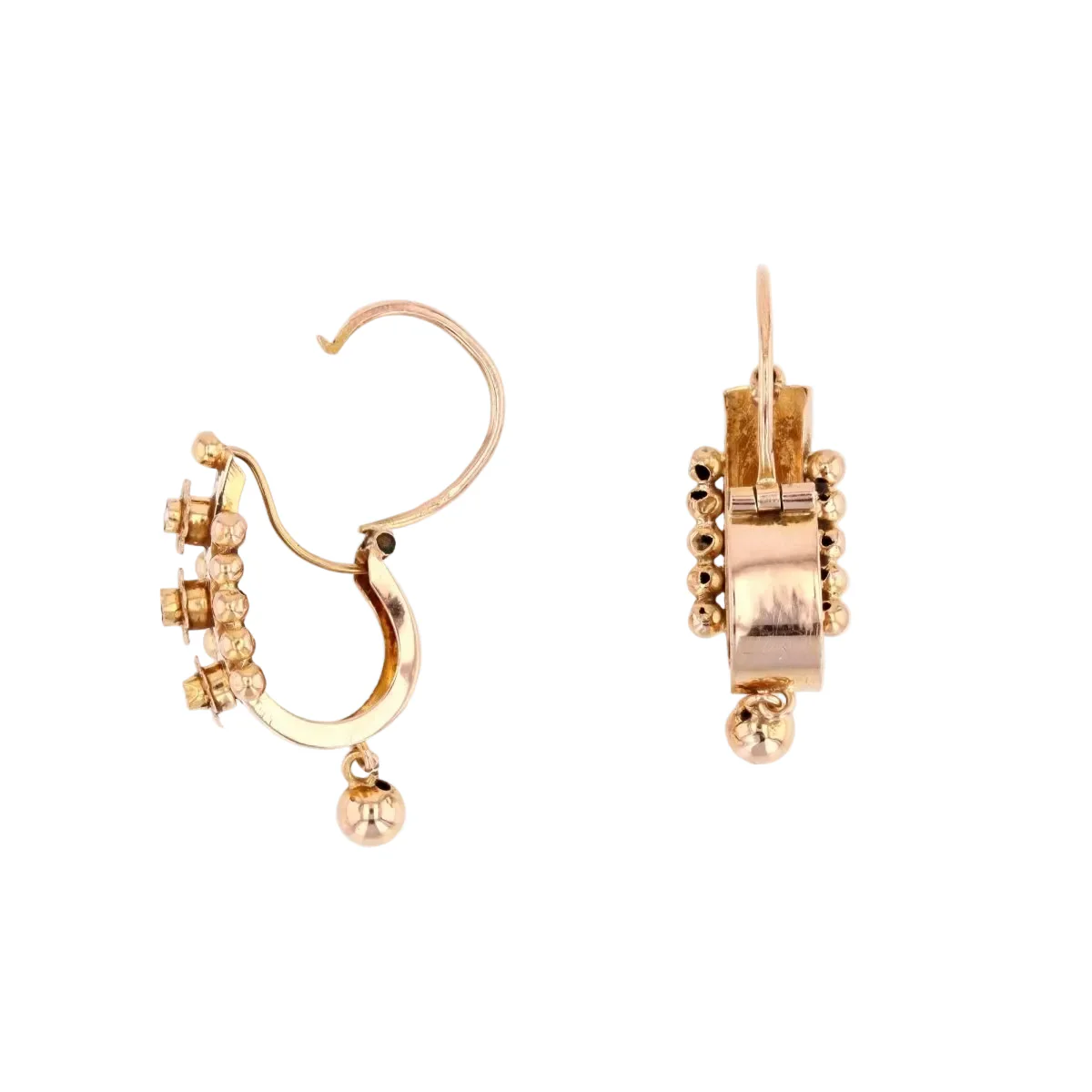 Boucles d'oreilles Pendantes en or rose et perles - Image 3