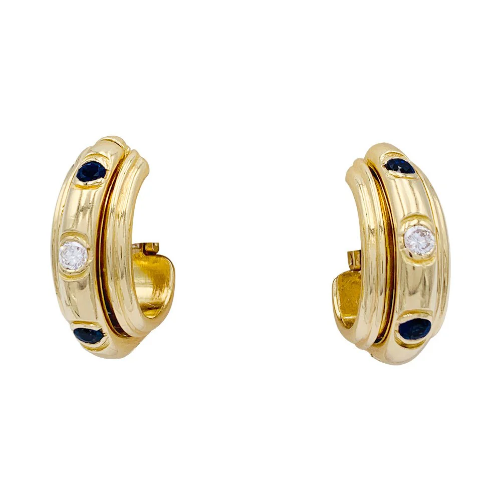 Boucles d'oreilles Piaget, “’Possession”, or jaune, saphirs, diamants - Image 4