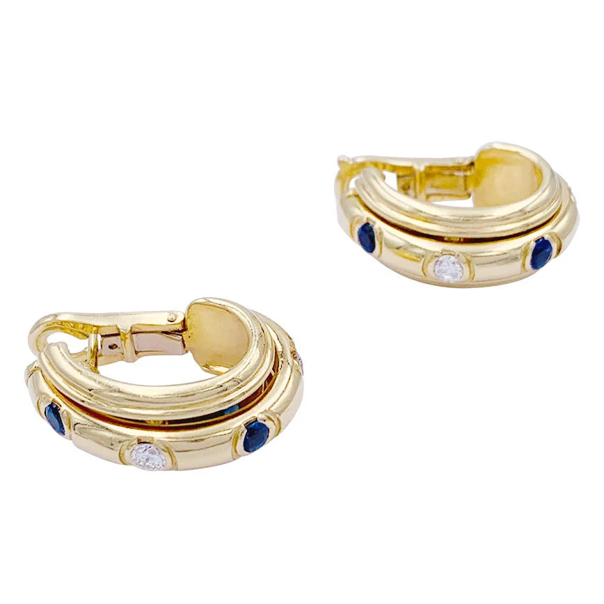 Boucles d'oreilles Piaget, “’Possession”, or jaune, saphirs, diamants - Image 5