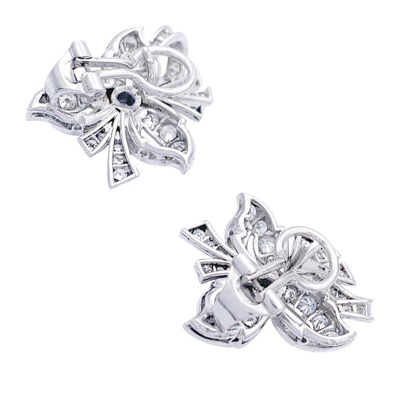 Boucles d'oreilles, platine, diamants - Image 5