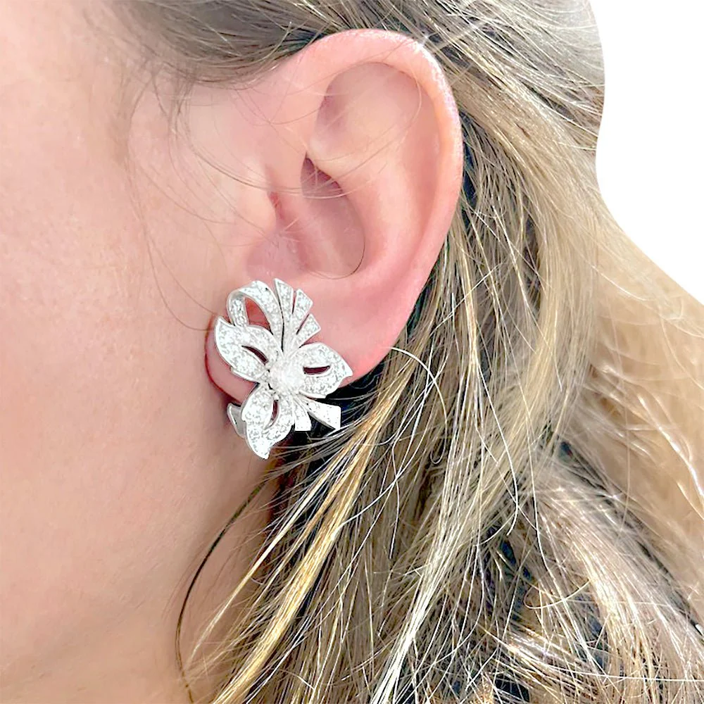 Boucles d'oreilles, platine, diamants - Image 7