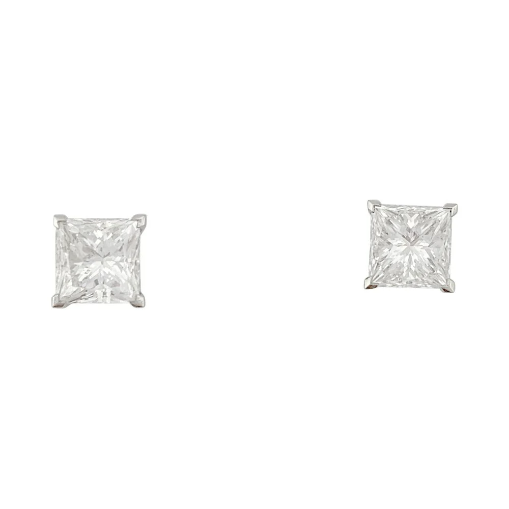 Boucles d'oreilles platine et diamants princesses
