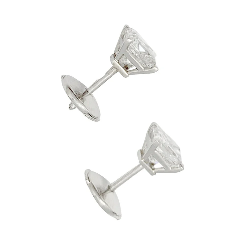 Boucles d'oreilles platine et diamants princesses - Image 3