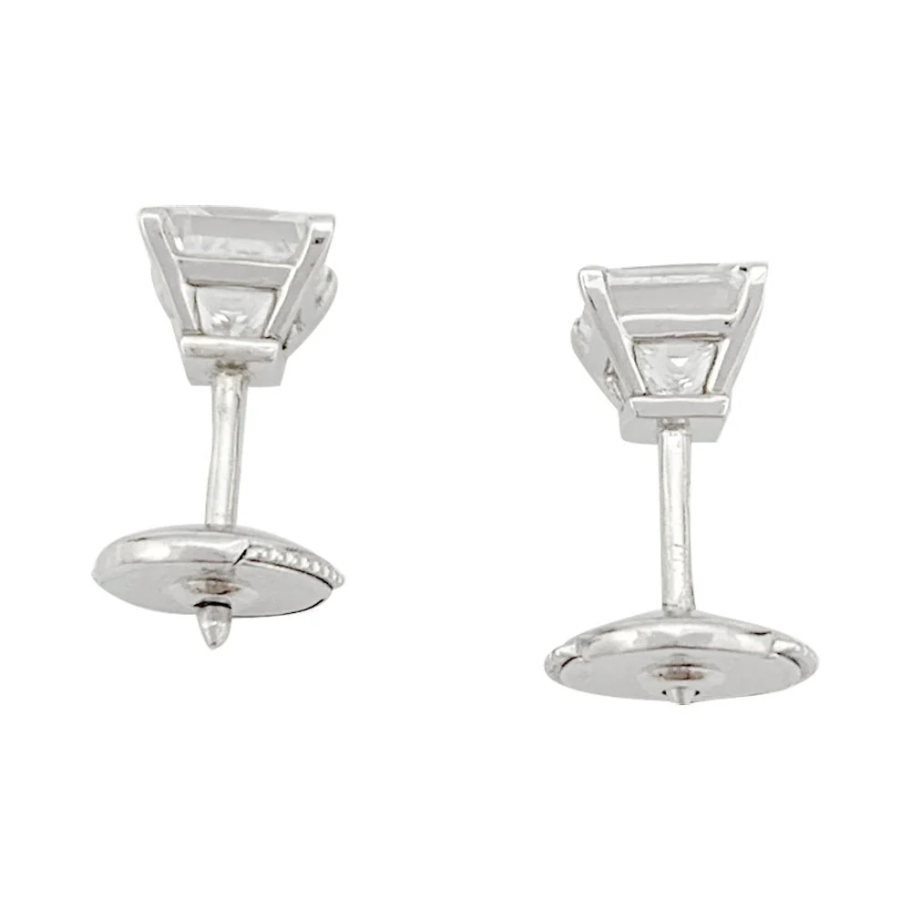 Boucles d'oreilles platine et diamants princesses - Image 4