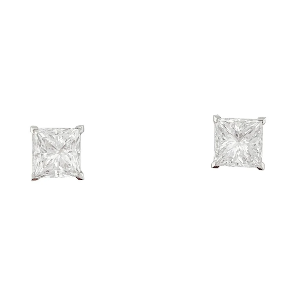 Boucles d'oreilles platine et diamants princesses - Image 5