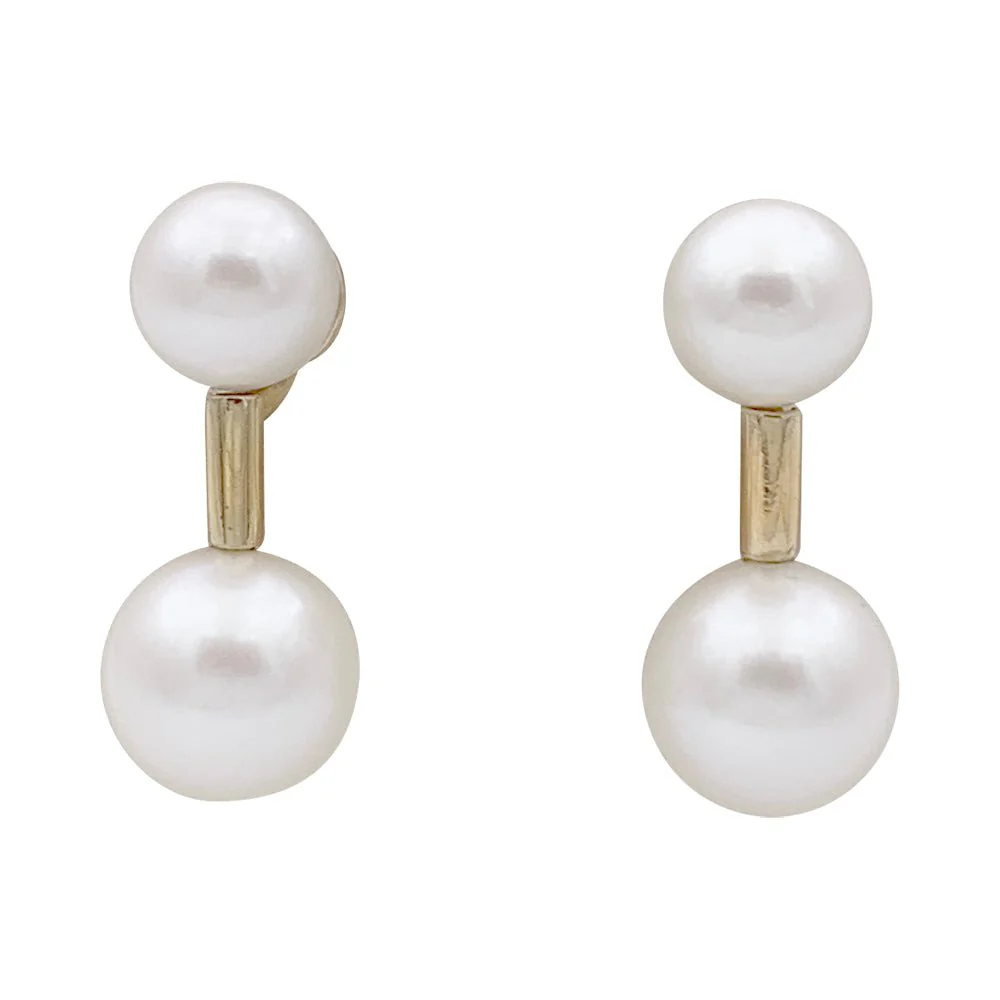Boucles d'oreilles Poiray, "Roseau", or jaune, perles.