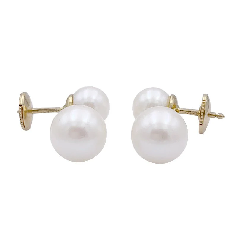 Boucles d'oreilles Poiray, "Roseau", or jaune, perles. - Image 2