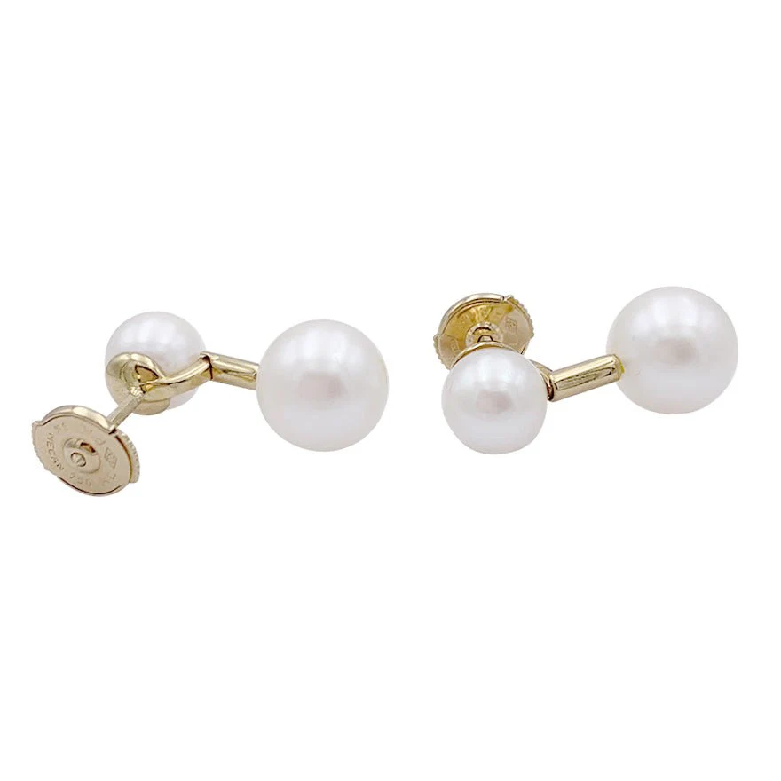 Boucles d'oreilles Poiray, "Roseau", or jaune, perles. - Image 3