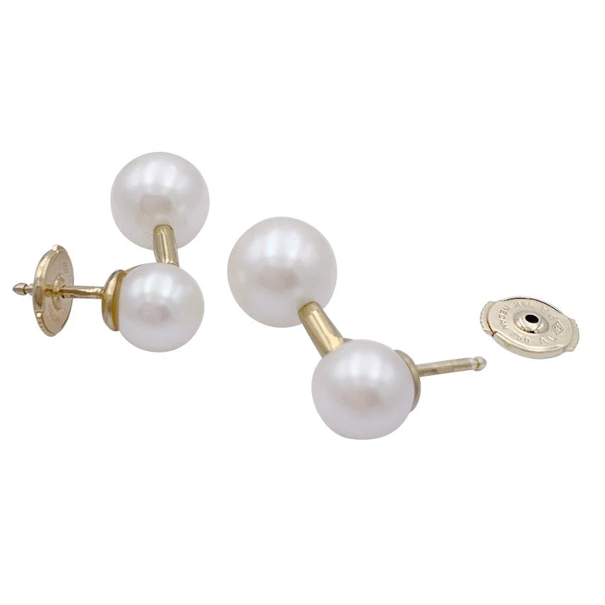 Boucles d'oreilles Poiray, "Roseau", or jaune, perles. - Image 4