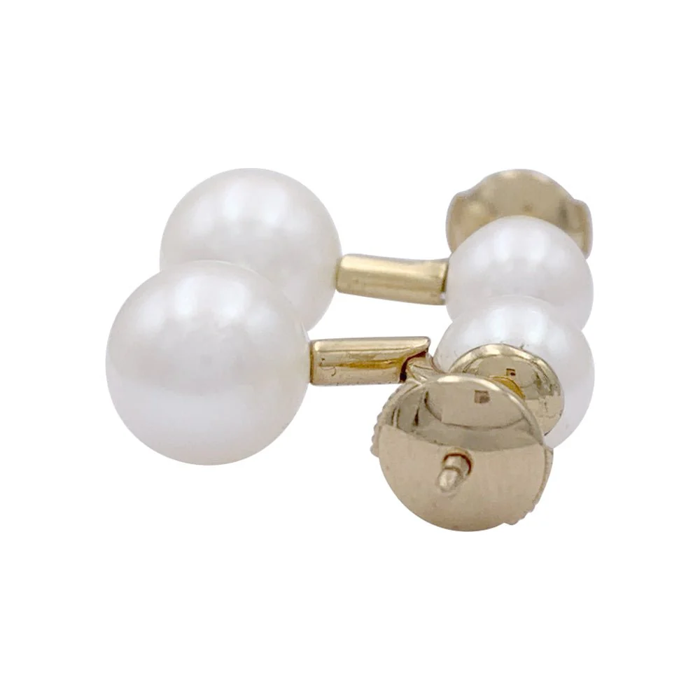Boucles d'oreilles Poiray, "Roseau", or jaune, perles. - Image 6