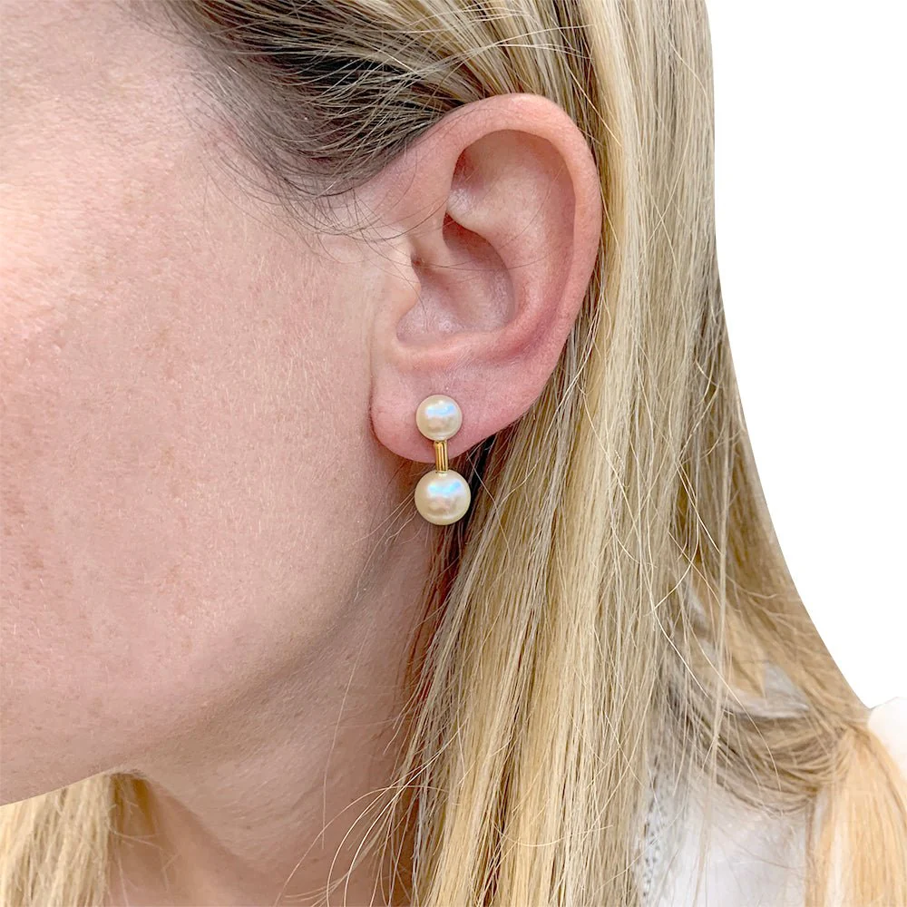 Boucles d'oreilles Poiray, "Roseau", or jaune, perles. - Image 7
